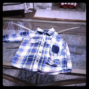 H &M Baby Blue and White Flannel Shirt